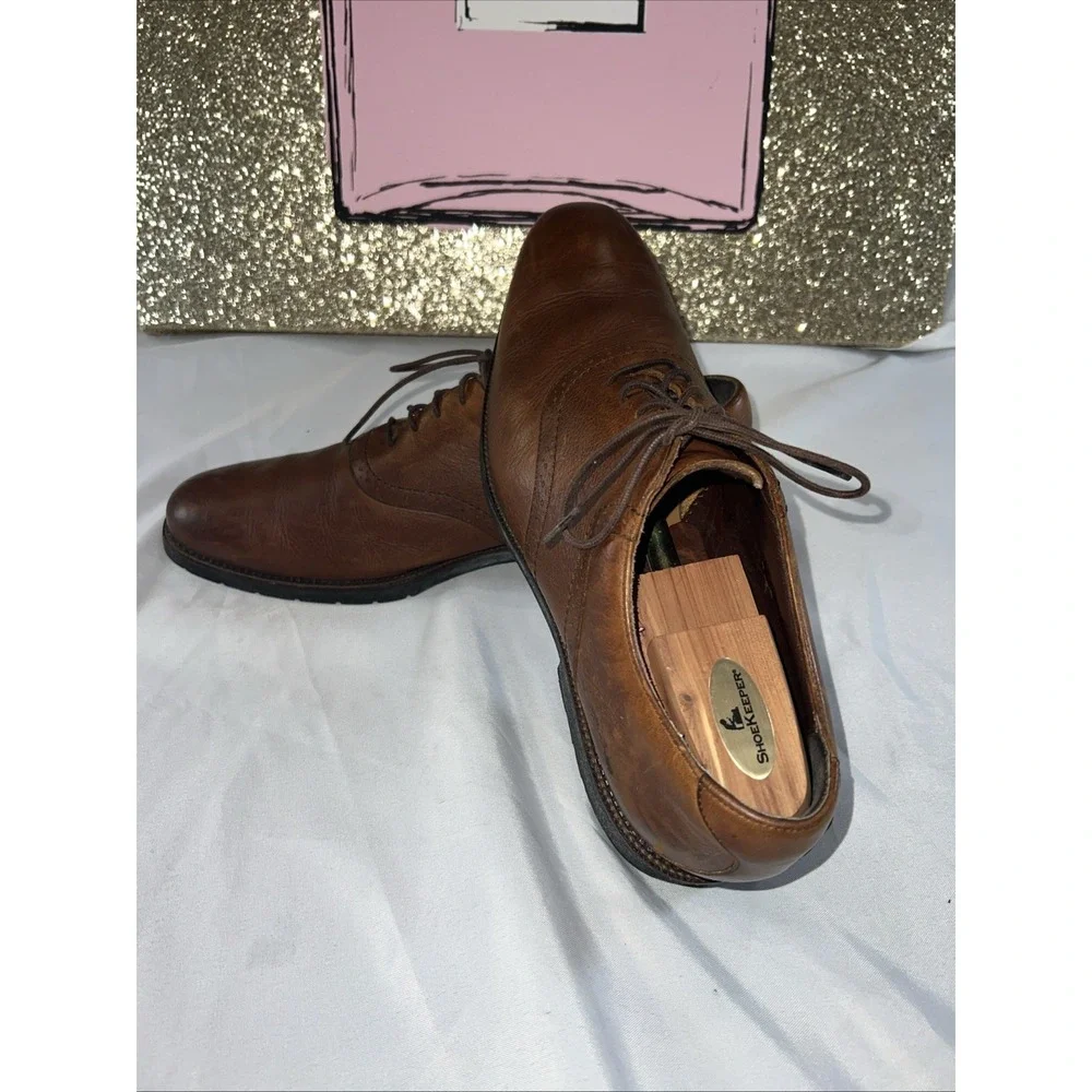 MEN'S NEIL M Caramel Leather Lace-up‎ rubber sole 12 Excellent Wedding Date